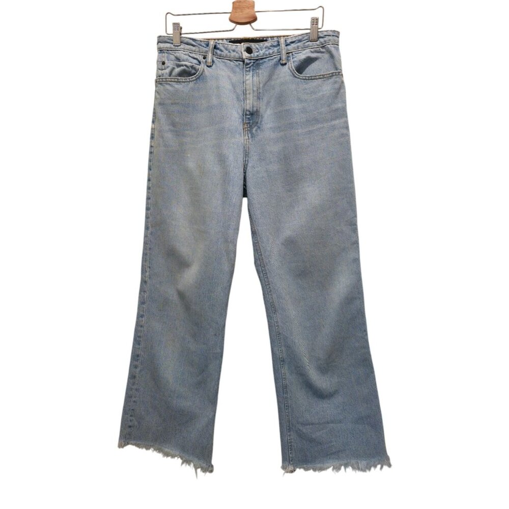 Denim x Alexander Wang TAME Distressed Raw Hem Light Blue Wide Leg Jeans 30x27 - Picture 1 of 7